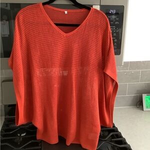 Vibrant Orange V-Neck Women's Sweater